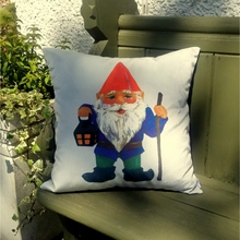 Load image into Gallery viewer, Gnome cushion on a garden bench
