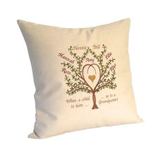 Load image into Gallery viewer, Grandparents Personalised Family Tree cushion left side view
