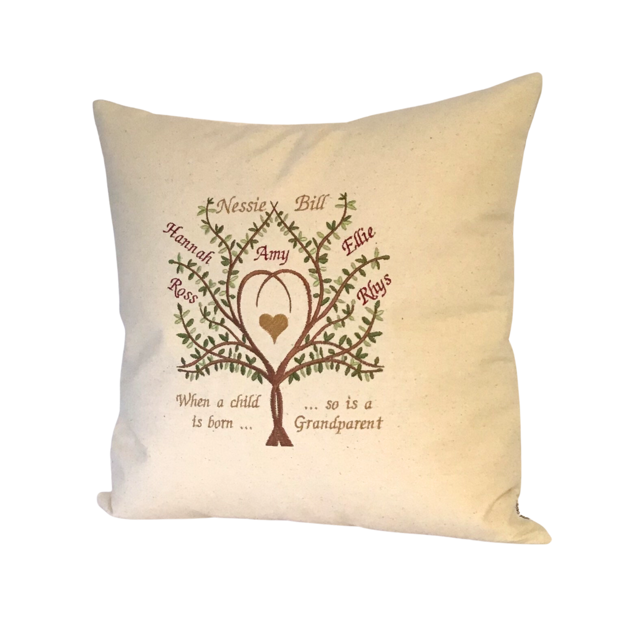 GRANDPARENTS PERSONALISED FAMILY TREE CUSHION