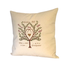 Load image into Gallery viewer, Grandparents Personalised Family Tree cushion right side view
