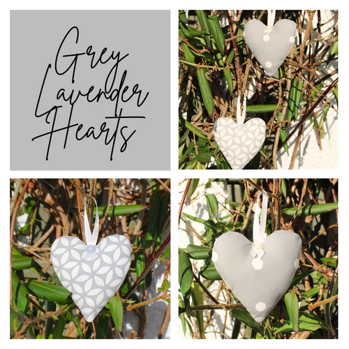 Grey lavender hearts collage