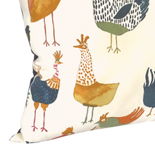 Load image into Gallery viewer, Harriet Hen cushion left corner close up
