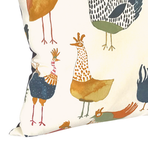 Harriet Hen cushion left corner close up