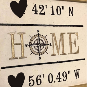 HOME COMPASS GPS EMBROIDERED ART