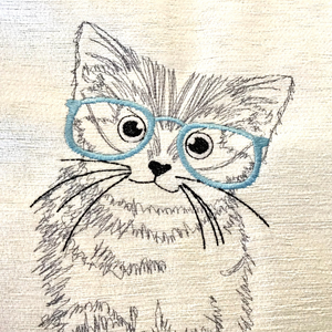 Kitten with blue glasses