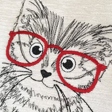 Load image into Gallery viewer, Kitten with red glasses close up of face
