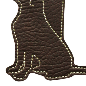 Labrador keyfob close up of stitching