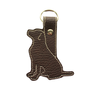 Labrador keyfob in brown faux leather