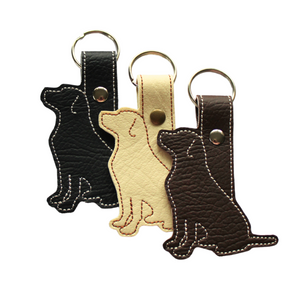Labrador keyfobs in black, brown and cream faux leather