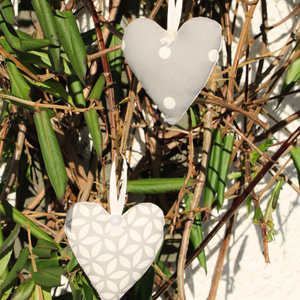 Lavender hearts in grey fabrics