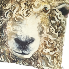 Load image into Gallery viewer, Longwool Ram cushion close up of face
