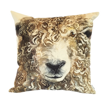 Load image into Gallery viewer, Longwool Ram cushion on natural cotton canvas
