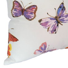 Load image into Gallery viewer, Multi coloured butterflies cushion close up view
