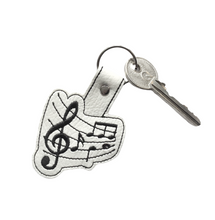 Load image into Gallery viewer, Musical notes keyfob with key
