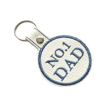 Load image into Gallery viewer, No.1 Dad keyring in blue and white
