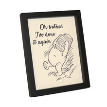 Load image into Gallery viewer, Oh Bother Pooh embroidery in a black frame
