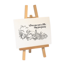 Load image into Gallery viewer, Pooh and friends embroidered art on an easel viewed from the leeft side
