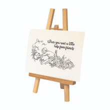 Load image into Gallery viewer, Pooh and friends embroidered art on an easel right side view
