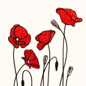 Close up of poppies embroidery