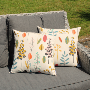 Poppy Floral cushions on grey outdoor sofa