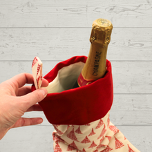 Load image into Gallery viewer, red Christmas tree stocking champagne bottle gift bag
