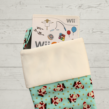 Load image into Gallery viewer, Santa Claus Christmas stocking with a Wii game
