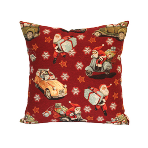Santa on Tour Tapestry style cushion