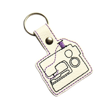 Load image into Gallery viewer, Sewing machine keyfob with purple thread
