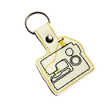 Load image into Gallery viewer, Sewing machine keyfob with yellow thread

