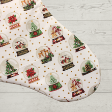 Load image into Gallery viewer, Snowglobe Christmas stocking fabric
