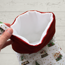 Load image into Gallery viewer, Snow globe Christmas stocking with white lining
