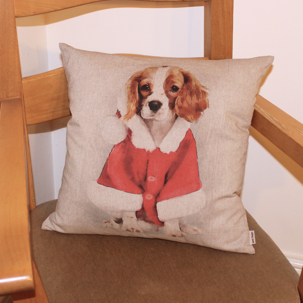 CHRISTMAS SPANIEL CUSHION COVER