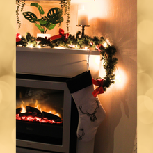 Load image into Gallery viewer, Stag Christmas Stocking hanging over a fireplace
