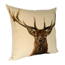 Load image into Gallery viewer, Stag cushion on natural linen cotton mix
