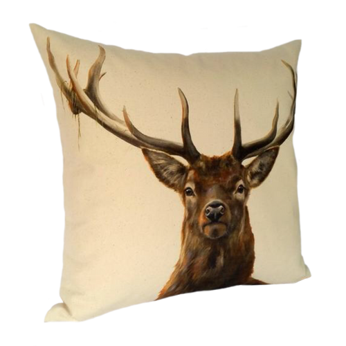 Stag cushion on natural linen cotton mix