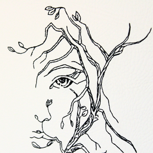 Tree face embroidery