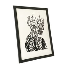Load image into Gallery viewer, Tree lady silhouette embroidery in black and white
