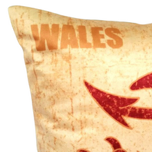 Load image into Gallery viewer, Welsh dragon cushion with Wales wording
