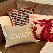 Load image into Gallery viewer, Welsh cushion collection on a sofa
