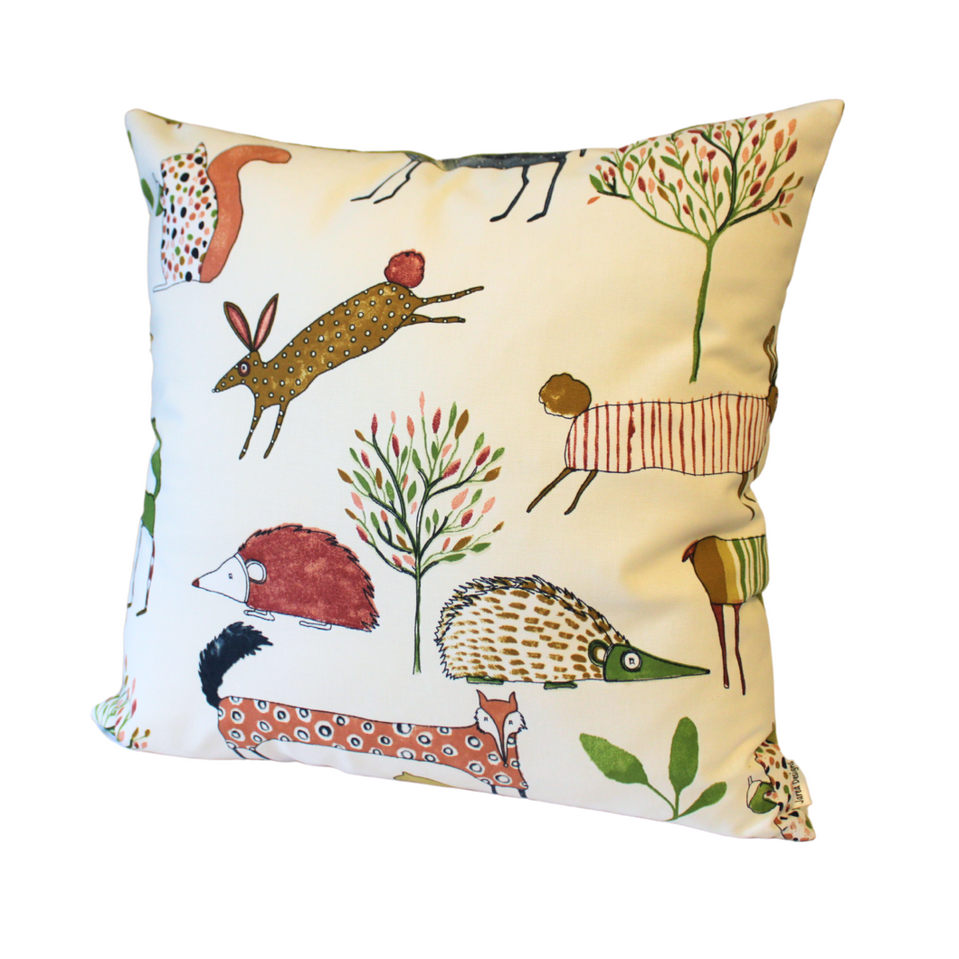 Woodland Animals cushion right side view