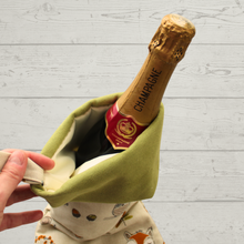 Load image into Gallery viewer, Woodland animals Christmas stocking champagne bottle gift bag
