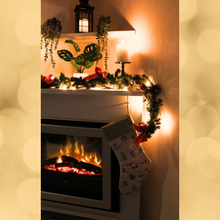 Load image into Gallery viewer, Woodland themed Christmas stocking hanging over a fireplace
