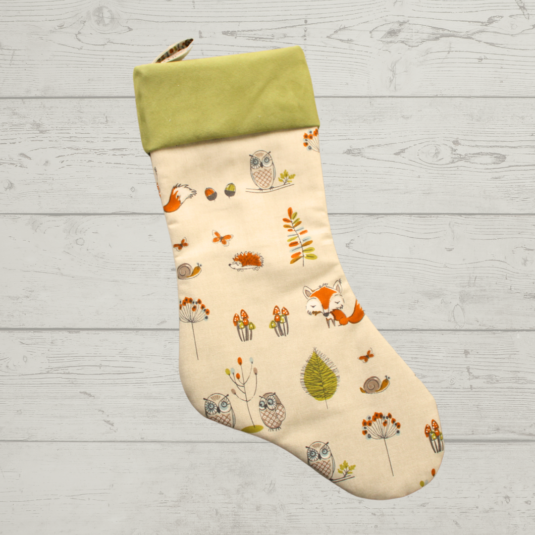 Woodland themed Christmas stocking