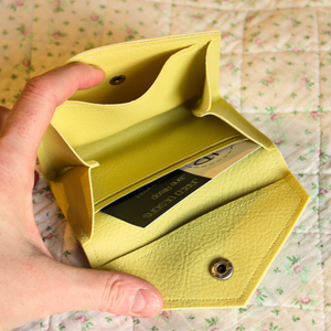 Yellow faux leather purse with large coin pocket