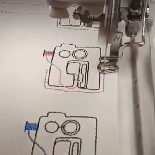Video of a sewing machine keyfob being stitched