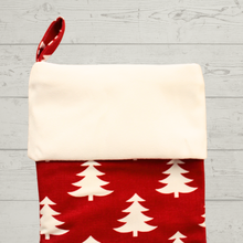Load image into Gallery viewer, White Christmas tree stocking with white cuff
