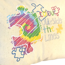 Load image into Gallery viewer, Autism Jigsaw Cushion left side close up
