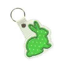 Load image into Gallery viewer, Bunny keyfob green with white spots
