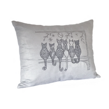 Load image into Gallery viewer, Cats on a Branch cushion left side view
