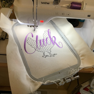 Cluck Cushion embroidered finish